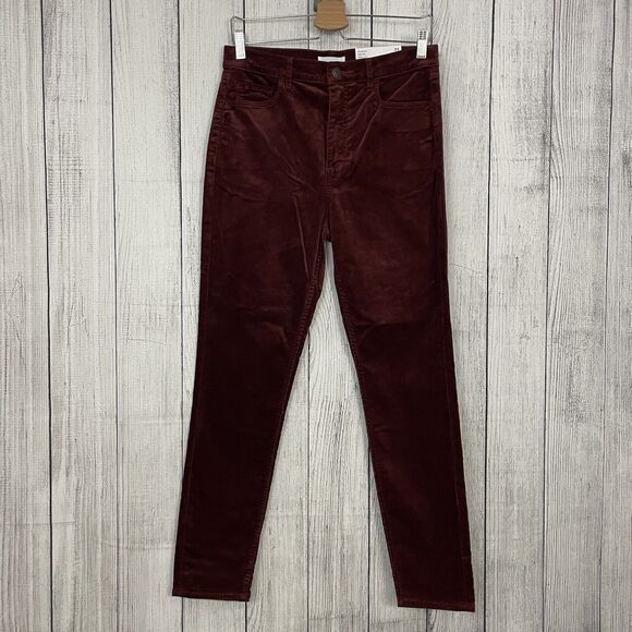 LOFT Women's Size 29 Burgundy Velvet Skinny Leg High-Rise Stretch Pants NWT - Picture 9 of 10